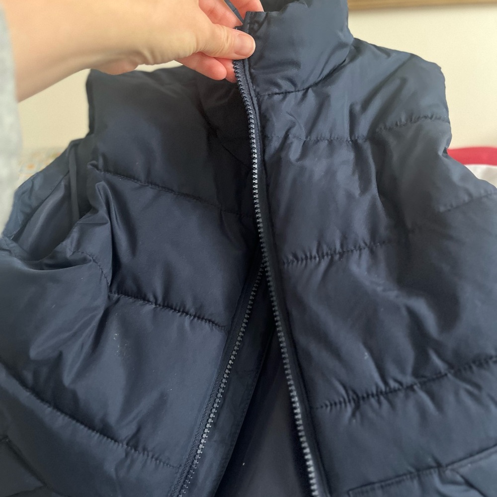 GAP Blue Quilted Vest with High Collar